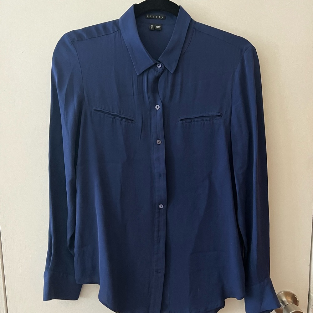 Theory silk chiffon shirt medium
